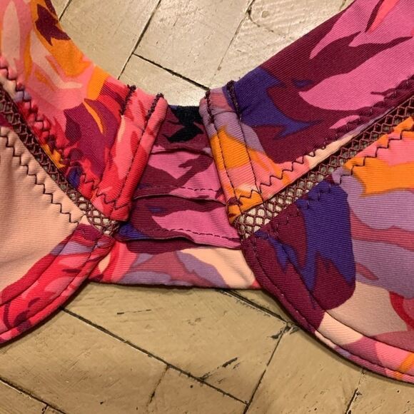 Nanette Lepore Strapless Bikini Top S Pink Floral - Picture 8 of 11